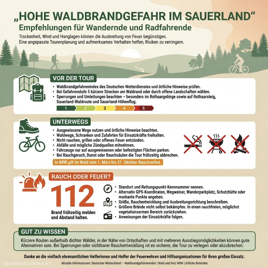 Text mit HInweisen zum Verhalten bei Waldbrandgefahr